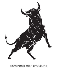 Bull Silhouette Front View Illustration