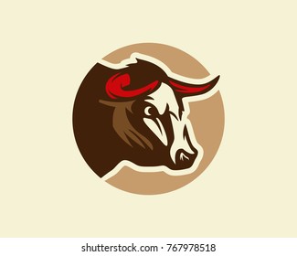 Bull, silhouette of a bull head, bull vector