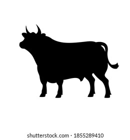 Bull silhouette icon. The Best Beef Cattle Breeds. Farm animals. Vector Illustration.