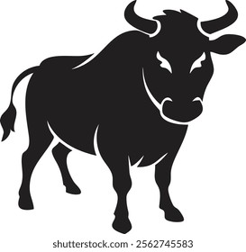 bull silhouette icon. strength and perseverance symbol. isolated vector 