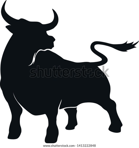 Bull Silhouette Icon Strength Perseverance Symbol Stock Vector (Royalty ...