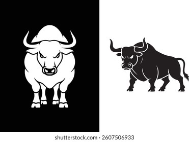 Bull Silhouette Icons Vector Illustration