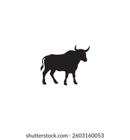 Bull silhouette image on white background