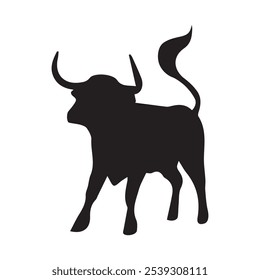 bull silhouette in isolate in white background