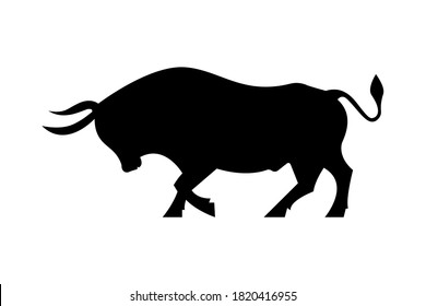 bull silhouette isolated on white background. Trading concept vector