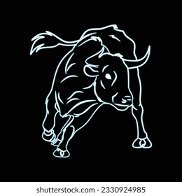 bull silhouette line art illustration 02