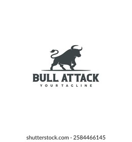 bull silhouette logo attacking vector illustration design