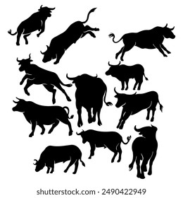 bull silhouette logo design vector