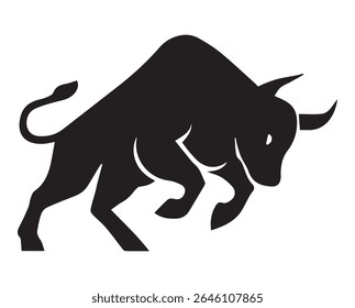 bull silhouette logo vector line art logo design