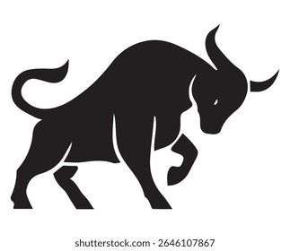 bull silhouette logo vector line art logo design