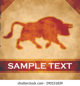 Bull silhouette on parchment with dark brown and gold ribbon