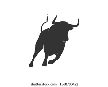 Bull Silhouette White Background  Isolated Vector Animal