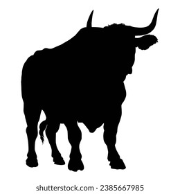 Bull Silhouette on White Background