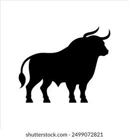 Bull silhouette on white background. Bull icon sign vector illustration design.