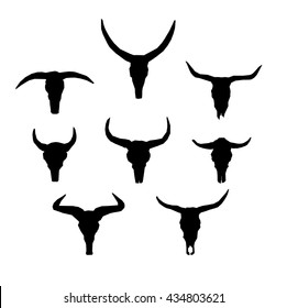 Bull silhouette skull vector illustration, animal abstract. cow skull set. silhouette skull
