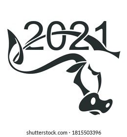 Bull silhouette symbol of 2021