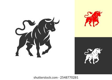 Bull silhouette symbol. Minimal design. Fit for logo, symbol, brand, mark, merch. Vector Eps 10.