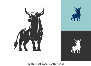 Bull silhouette symbol. Minimal design. Fit for logo, symbol, brand, mark, merch. Vector Eps 10.