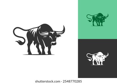 Bull silhouette symbol. Minimal design. Fit for logo, symbol, brand, mark, merch. Vector Eps 10.