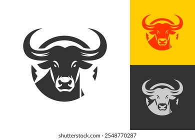 Bull silhouette symbol. Minimal design. Fit for logo, symbol, brand, mark, merch. Vector Eps 10.