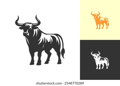 Bull silhouette symbol. Minimal design. Fit for logo, symbol, brand, mark, merch. Vector Eps 10.