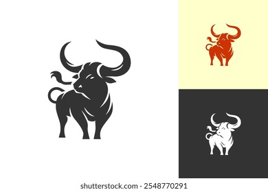 Bull silhouette symbol. Minimal design. Fit for logo, symbol, brand, mark, merch. Vector Eps 10.