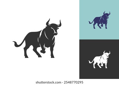 Bull silhouette symbol. Minimal design. Fit for logo, symbol, brand, mark, merch. Vector Eps 10.