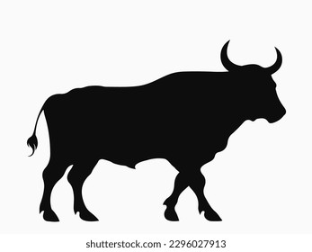 Bull silhouette. Typography icon, logo. Vector illustration