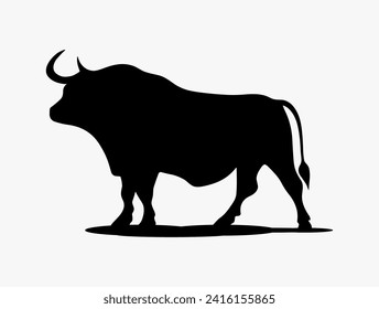 Bull Silhouette Vektorsymbol. Kuhbull-Rind-Tier schwarze Illustration Symbol