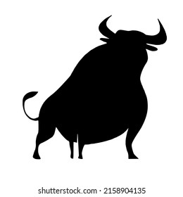 bull silhouette vector, icon, logo on white background.