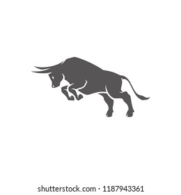 Bull silhouette vector illustration. Farm animal or butcher shop graphics isolated on white background.