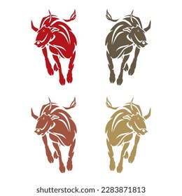 Bull Silhouette Vector Illustration Isolated On A White Background
