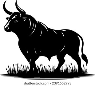 Silhouettes de toro, vector de iluminación de toros negros