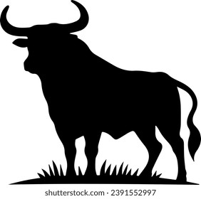 Bull Silhouettes, Black Bull Illustration Vector