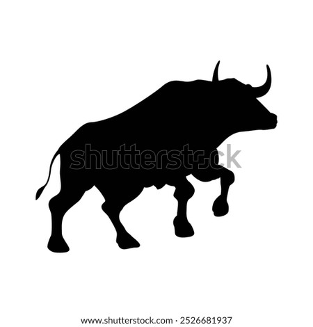 Bull silhouettes —stylized silhouettes of standing in different poses and butting up bulls.