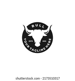 Bull simple flat logo design vector