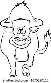 Bull sketch, illustration, vector on white background.