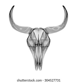 Bull skull. 3d style vector illustration for prints, bag, tatto or t-shirt.