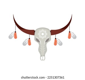 bull skull boho icon isolated design