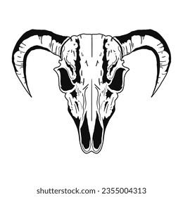 Bull Skull Bone Style icon isolated