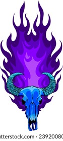 Bull skull. Buffalo head vector illustration isolated on white. Animal skull with horns.