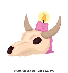 bull skull and candle isolated design