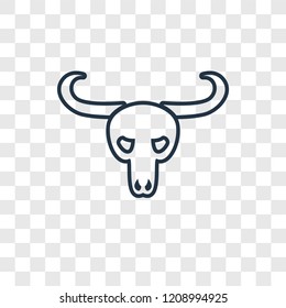 Bull skull concept vector linear icon isolated on transparent background, Bull skull concept transparency concept in outline style