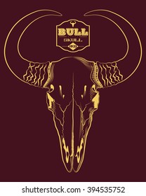 Bull skull engraving tattoo style
