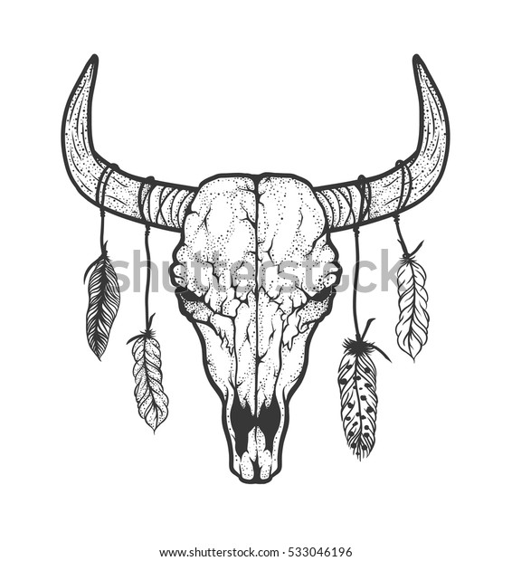 native american cow skull tattoo