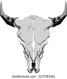 bull skull in greiscale vector icon