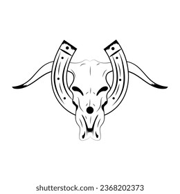 bull skull and horseshoe vector isolated