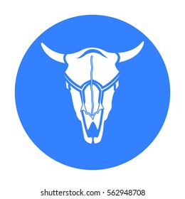 Bull skull icon black. Singe western icon from the wild west black.