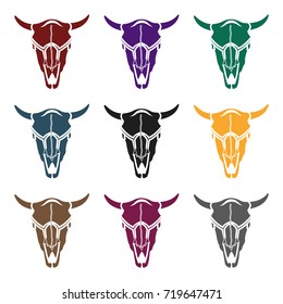 Bull skull icon in black style isolated on white background. Wlid west symbol stock vector illustration.
