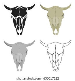 Bull skull icon cartoon. Singe western icon from the wild west cartoon.